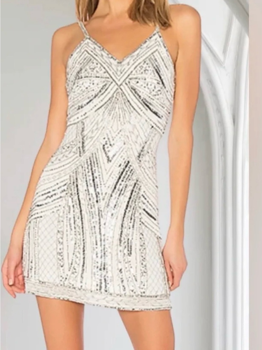 NWT Altar'd State white Gia Sequin Beaded Mini
